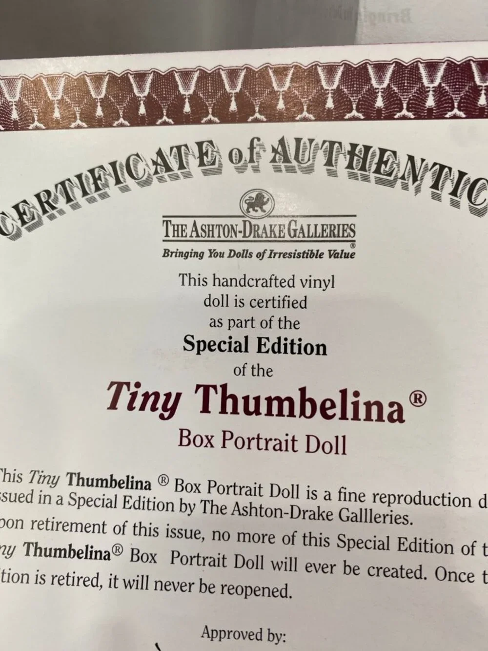 Ashton Drake 2003 “Tiny Thumbelina” 14” Collectors Doll Brand New in Packaging